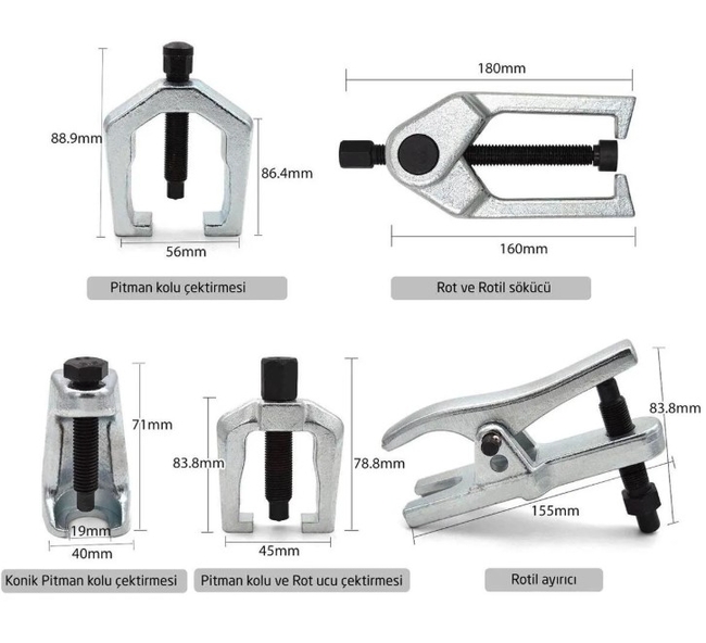 Dorf Tools Rot Rotil ve Pitman Kol Çektirme Sökme Ayırma Seti 5 Parça - Thumbnail